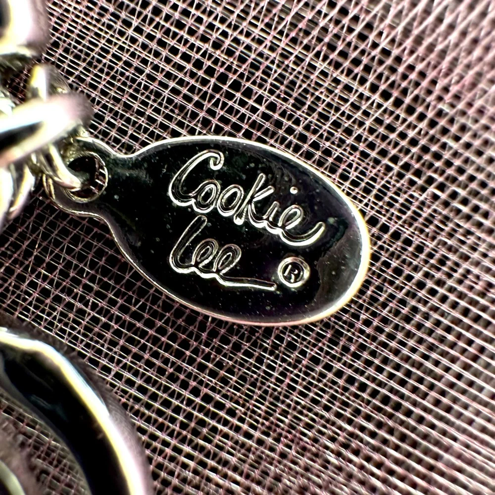 Cookie Lee Silver Double Heart Crystal Bag Charm - Picture 3 of 3